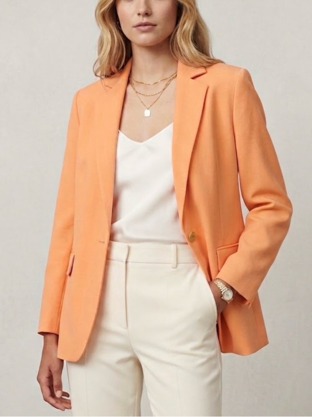 Maje Peach Single-Button Tailored Blazer